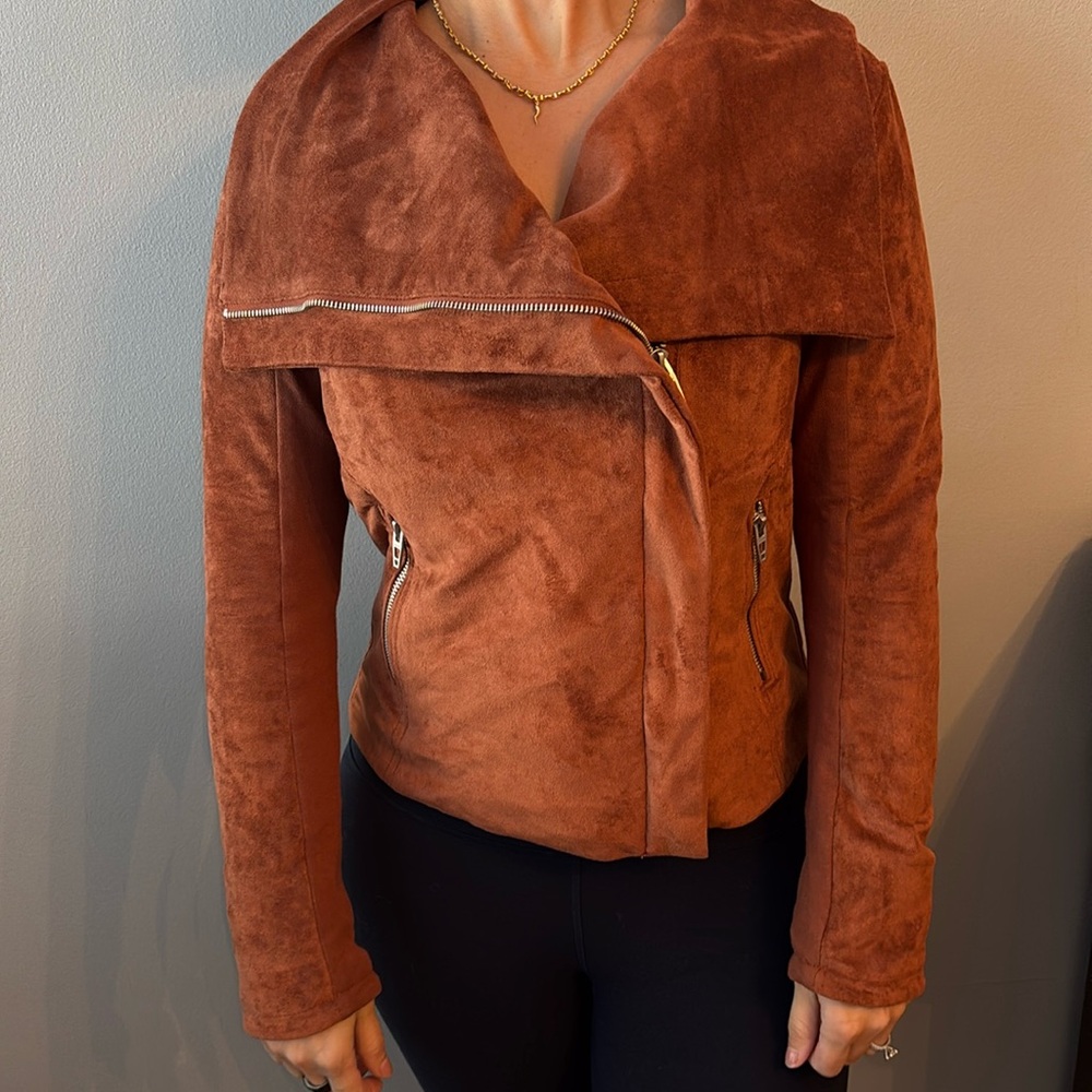 Blank NYC small rust colored faux, suede jacket.